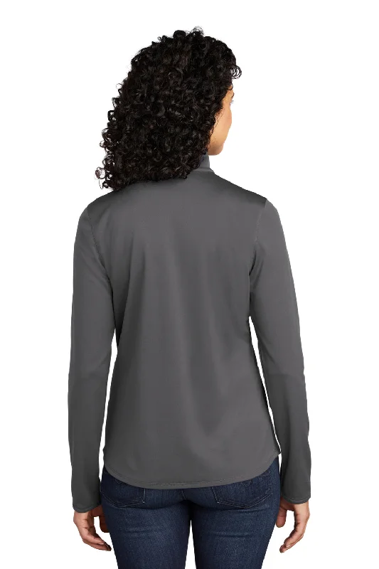 Port Authority Womens Silk Touch Performance Moisture Wicking 1/4 Zip Sweatshirt - Steel Grey/Black