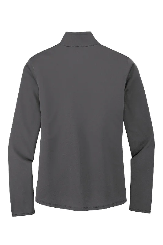 Port Authority Womens Silk Touch Performance Moisture Wicking 1/4 Zip Sweatshirt - Steel Grey/Black