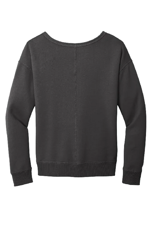 Port & Company Womens Beach Wash Garment Dyed V-Neck Sweatshirt - Coal Grey