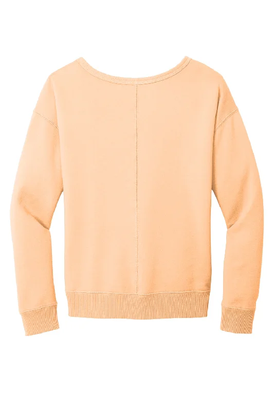 Port & Company Womens Beach Wash Garment Dyed V-Neck Sweatshirt - Peach