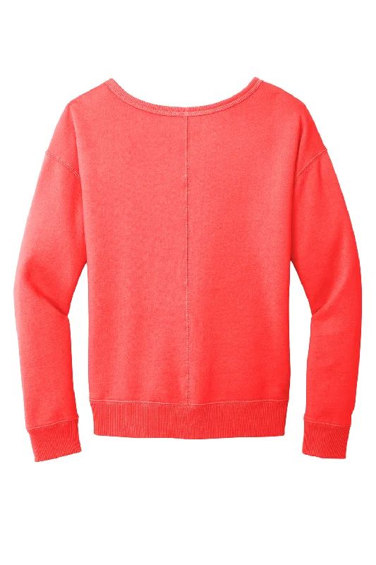 Port & Company Womens Beach Wash Garment Dyed V-Neck Sweatshirt - Poppy Red