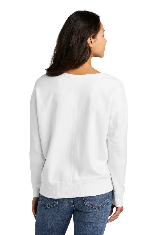 Port & Company Womens Beach Wash Garment Dyed V-Neck Sweatshirt - White