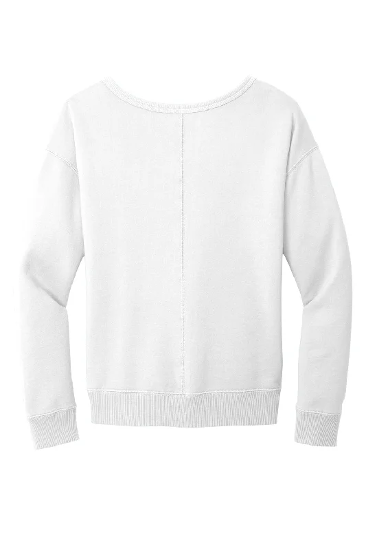 Port & Company Womens Beach Wash Garment Dyed V-Neck Sweatshirt - White