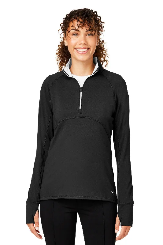 Puma Womens Gamer Moisture Wicking 1/4 Zip Sweatshirt - Black