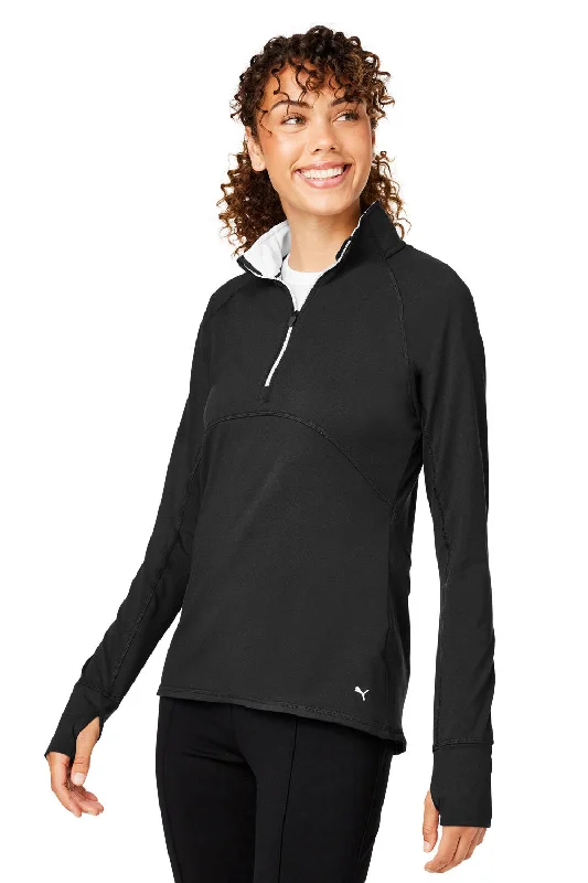 Puma Womens Gamer Moisture Wicking 1/4 Zip Sweatshirt - Black