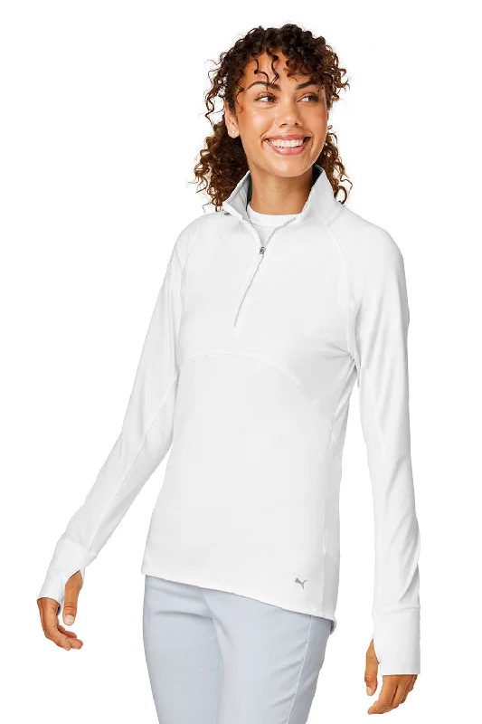 Puma Womens Gamer Moisture Wicking 1/4 Zip Sweatshirt - Bright White