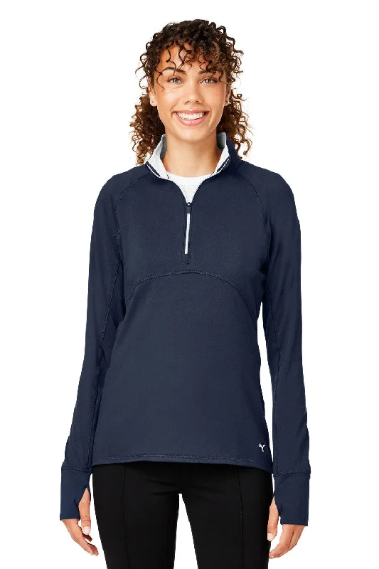 Puma Womens Gamer Moisture Wicking 1/4 Zip Sweatshirt - Navy Blue