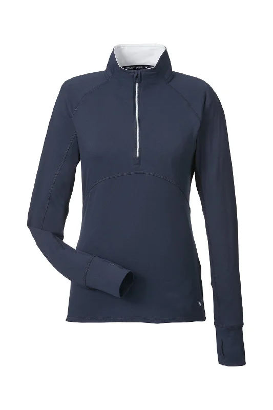 Puma Womens Gamer Moisture Wicking 1/4 Zip Sweatshirt - Navy Blue