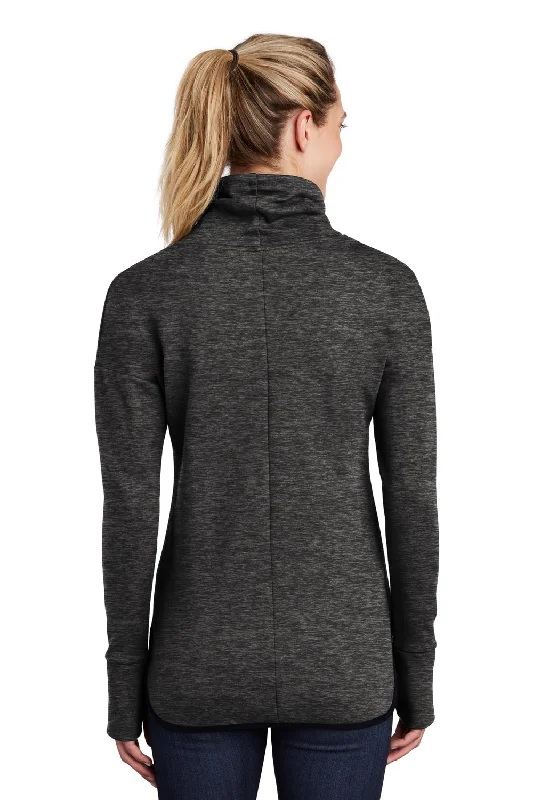 Sport-Tek Womens Triumph Fleece Cowl Neck Sweatshirt - Heather Black