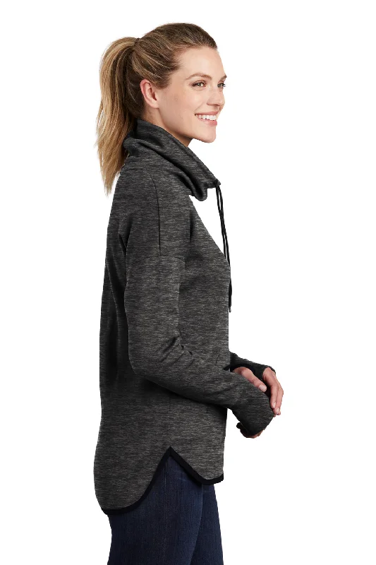 Sport-Tek Womens Triumph Fleece Cowl Neck Sweatshirt - Heather Black