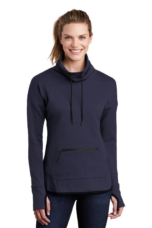 Sport-Tek Womens Triumph Fleece Cowl Neck Sweatshirt - Navy Blue