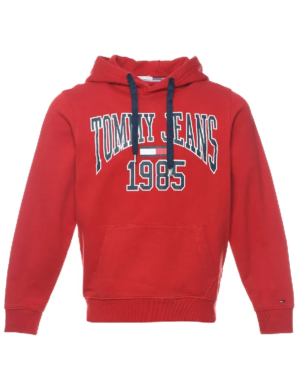 Tommy Hilfiger Red 1990s Hoodie  - M