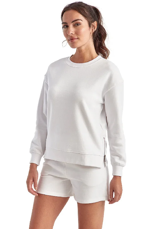 TriDri Womens Billie Side Zip Crewneck Sweatshirt - White