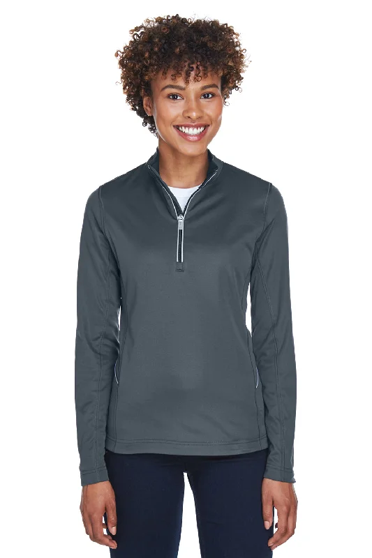 UltraClub Womens Cool & Dry Moisture Wicking 1/4 Zip Sweatshirt - Charcoal Grey