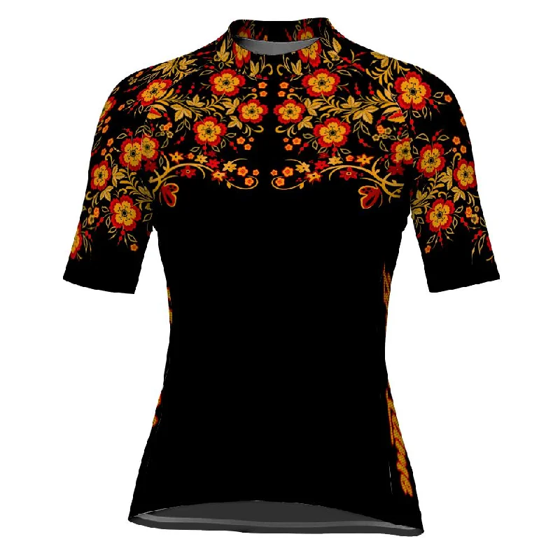 Customized Flower Short Sleeve Cycling Jersey for Women