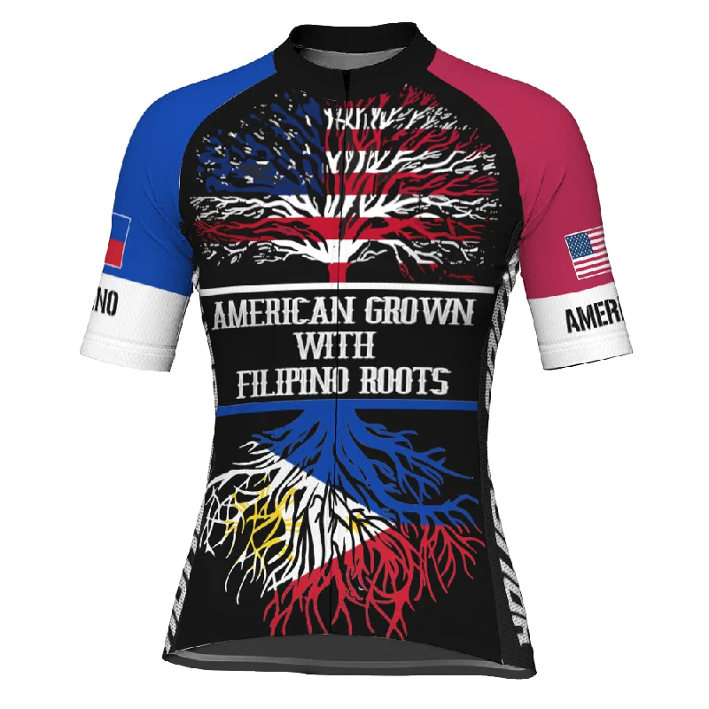 Customized Filipino American Short Sleeve Cycling Jersey For Women