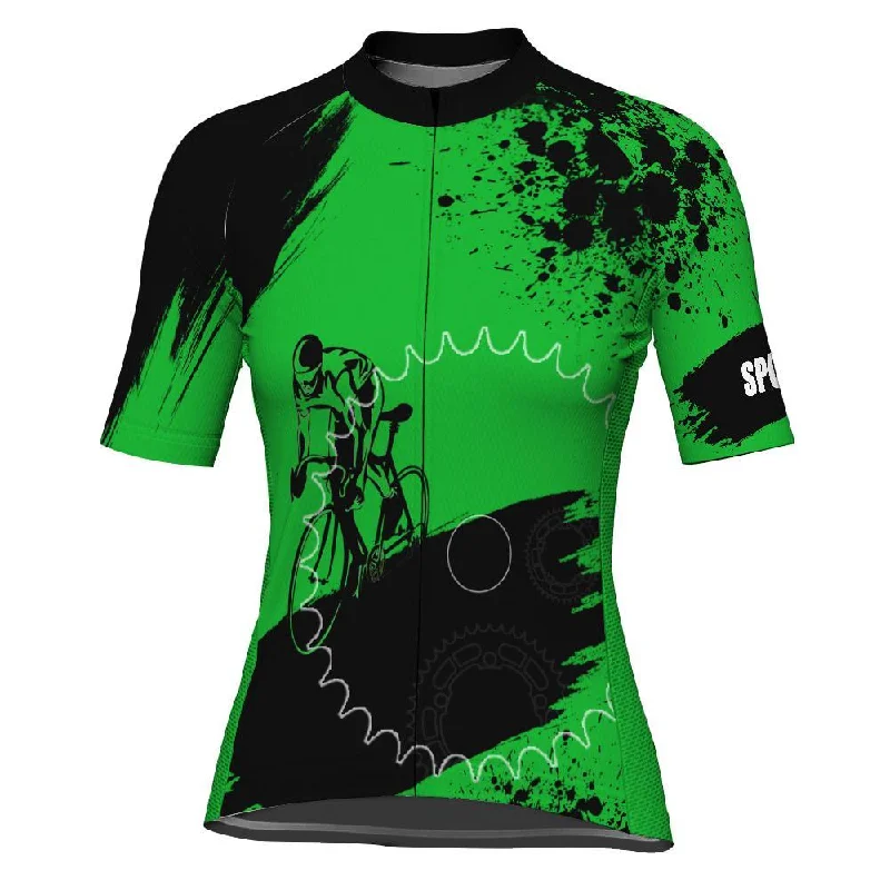 Green Short Sleeve Cycling Jersey for Women