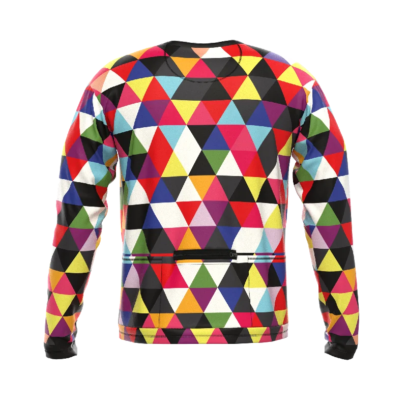 Men's High Viz Color Triangles Long Sleeve Cycling Shirt