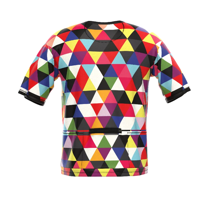 Men's High Viz Color Triangles Short Sleeve Cycling Shirt