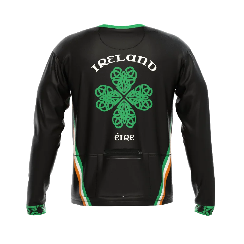 Men's Ireland Eire Shamrock National Flag Long Sleeve Cycling Shirt