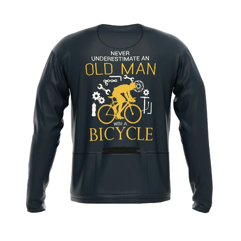 Men's Never Underestimate an Old Man Long Sleeve Cycling Shirt