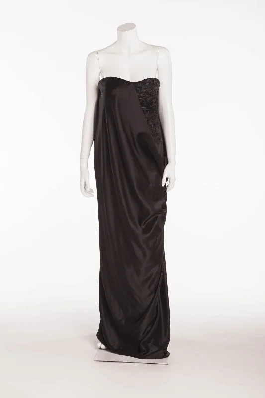 Original Alexander McQueen - NWT  Black Strapless Beaded Gown - IT 42