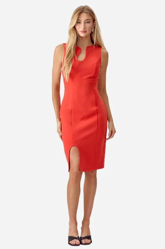 Adelyn Rae Kayla Wave Cut Sheath Dress in Radiant Red