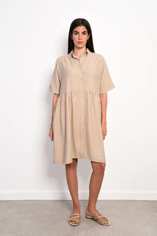 Linen Half Sleeves Dress - Mitcha Label