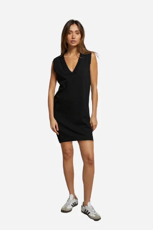 perfect white tee Mila Easy V-Neck Tank Dress in True Black