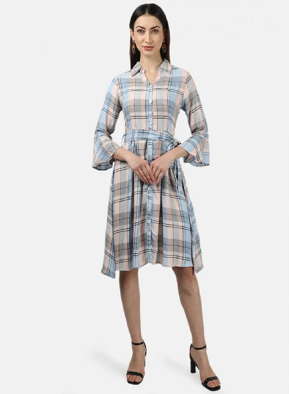 Womens Multi Color Check Dress