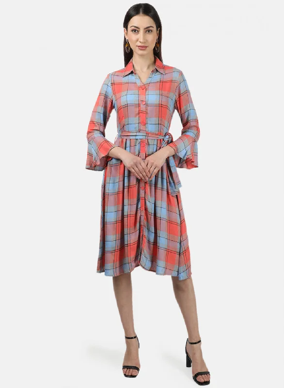 Womens Multi Color Check Dress