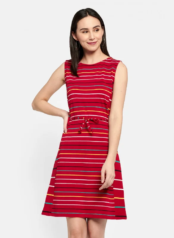 Womens Red Stripe Dress