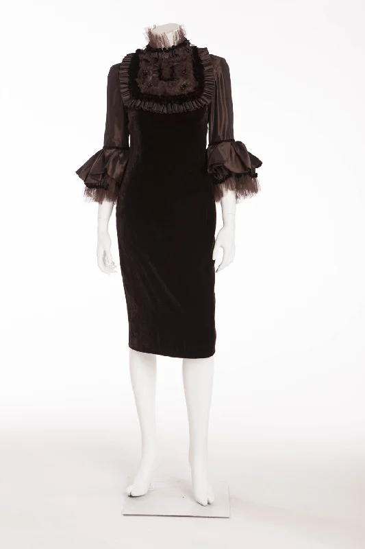 Naeem Khan - NWT Brown 3/4 Sleeve Velvet Dress - US 6