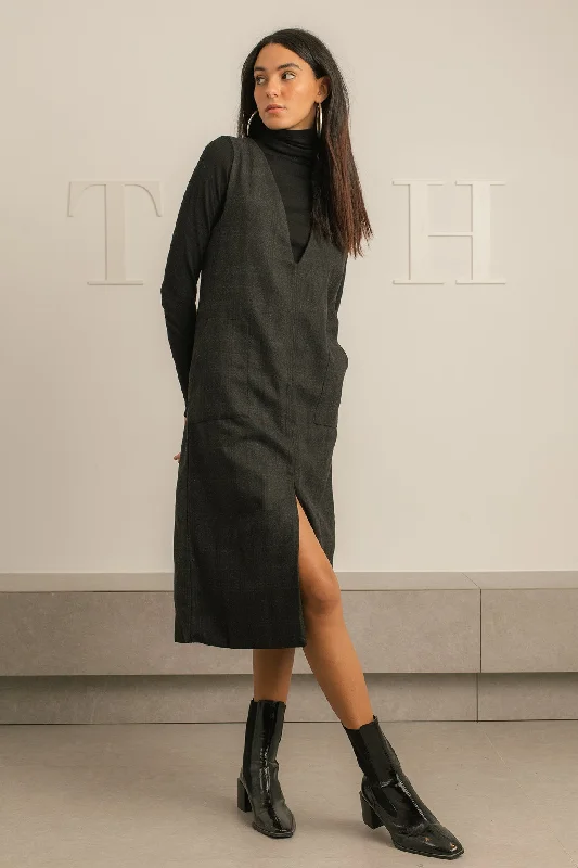 Wool Dress with Front Slit - Zola